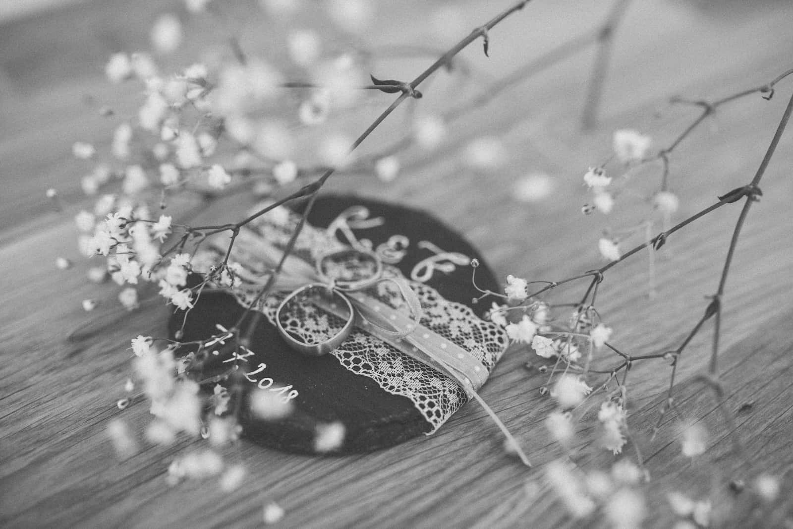 Detailaufnahme von Eheringen bei einer standesamtlichen Hochzeit in Möckmühl, fotografiert vom Hochzeitsfotografen Niklas Hesser.