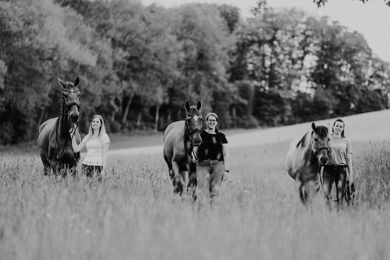 Paar Fotoshooting in Möckmühl mit Pferden auf einer Wiese